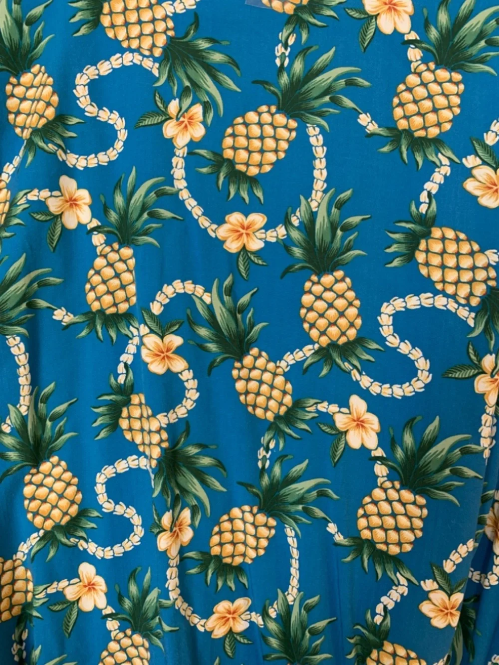 Reyn Spooner Womens Beach Swimsuit Coverup XL Blue Pineapple Print Tassel Tie - Picture 10 of 15